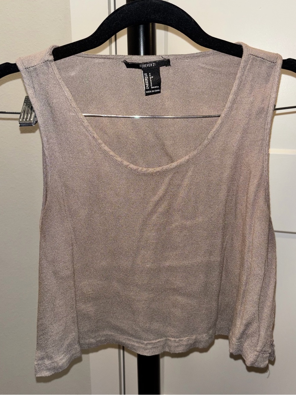 Forever 21 Light Beige Scoop Neck Knit crop Tank